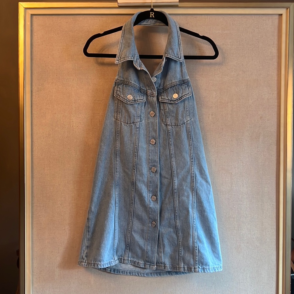 Zara Blue Denim Midi Dress